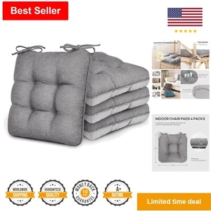 Set of 4 Memory Foam Chair Cushions - Indoor/Outdoor Seat Pads for Dining Chairs - Picture 1 of 9