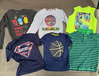 LOT 6 Boys t-shirts MARVEL L+D BCG SUPERMAN H+M FADED GLORY size 6-7 - Image 1 of 4