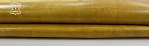 MUSTARD CRINKLE VINTAGE LOOK Soft Italian Lambskin leather hide 6sqf 1.0mm C1049 - Picture 1 of 7