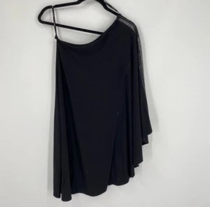 Allen B Women’s One Shoulder Mini Black Bat Sleeve Dress size Large - Picture 1 of 7