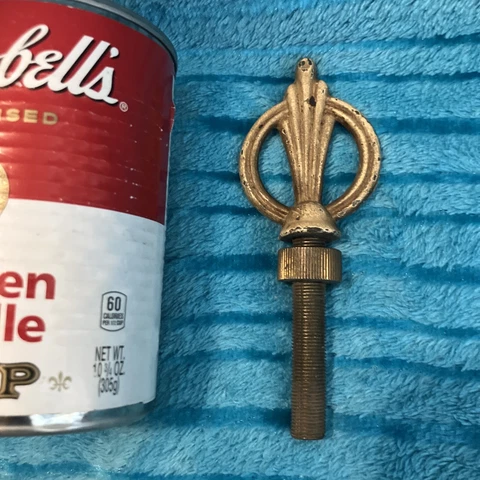 Antique 1920s Cast Art Deco Stepped Fan Lamp Light Finial Trim Original Finish Cover