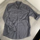 Michael Brandon Mens Long Sleeve Button Up Shirt Off Black Bold Stitch Large