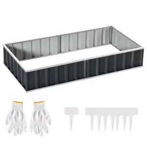 69 In. X 36 In.Dark Grey Metal Raised Garden Bed, DIY Large Steel Planter Box - Picture 1 of 12