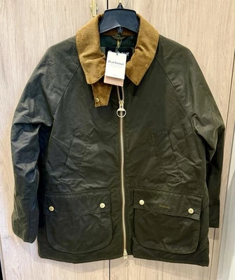 NWTs Barbour Women’s Esther Corduroy Trim Wax Jacket. Archive Olive. Size 10 US - Image 1 of 4