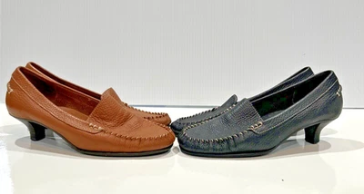 2 Pair Aerosoles Ahwesome Kitten Heel Pebbled Leather Pumps Comfort Shoes 6 - Image 1 of 4