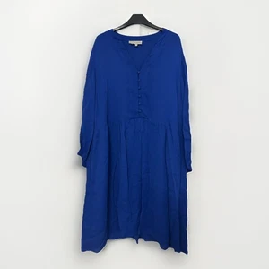 Hobbs Bright Blue Loose Fit Long Sleeve Button Dress - Size 18 - Picture 1 of 8