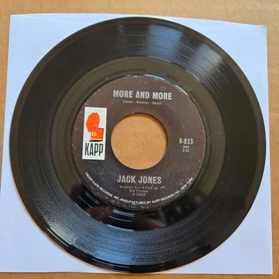 JACK JONES More And More/Now I Know KAPP 45 7" Record Vinyl Records - Image 1 of 2