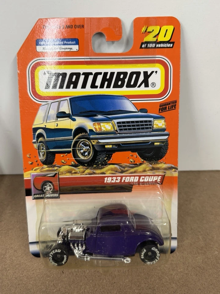 Ford Coupe 2000 Matchbox #20 Great Drivers Series 4 1933 púrpura con radio Goodyear Foto 1 de 1