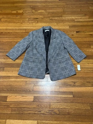 Jones Studio Womens Blazer Jacket Plus Sz 2X Glen Check Open Front NWT $80 - Image 1 of 4