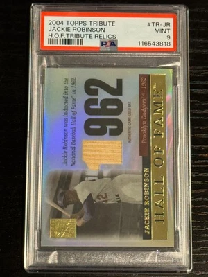 2004 Topps Tribute HOF Bat Relics Jackie Robinson PSA MINT 9 (pop:25, higher:3) - Image 1 of 2