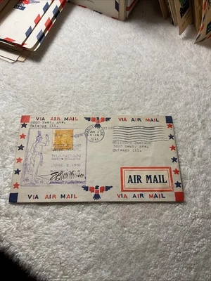 U.S.-1931-FIRST FLIGHT MANDAM,N.DAKOTA to Chicago,Ili.,Ass.POSTMASTER SIGNED.#L5 - Image 1 of 2