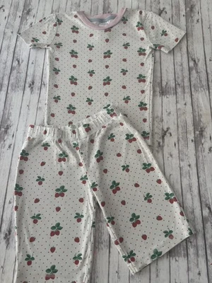 Mini Boden Pajama Set Girls Size 8 Cottage Strawberry Garden Short Sleeve Shorts - Image 1 of 4
