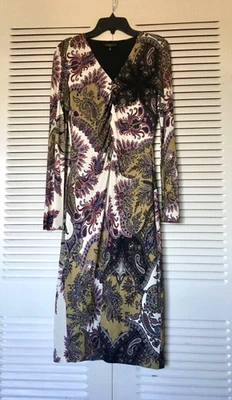 Vestido justo ETRO Milano Paisley gola V 44/8 feito na Itália - Imagem 1 de 4