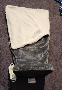 Sharper Image Calming Cozy Massaging Heating Wrap Gray with Sherpa Lining *READ* - Picture 1 of 12