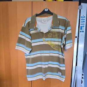 CONVERSE Mens Classic Polo Shirt XL Brown Striped Cotton EX09 - Picture 1 of 4