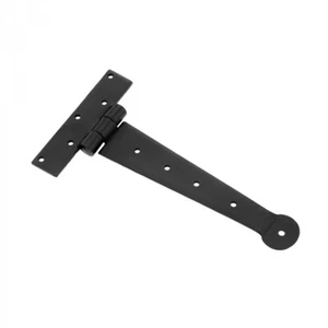 Black Iron T Strap Hinge 9" Modern Decorative Outdoor Bean Tee Hinge with Screws - Picture 1 of 9