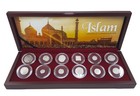 Islam : 12 pièces d'argent islamique collection boîte. Certifié. 750 CE-1834.