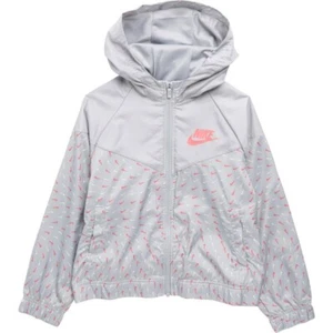 Nike Windrunner Hooded Jacket Full Zip Girls Nike Plus Size M+ Smoke Grey & Pink - Picture 1 of 6