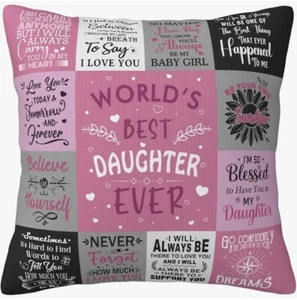 Worlds Best Daughter Ever Cushion Cover Birthday Christmas Gift Present Decor - Picture 1 of 3