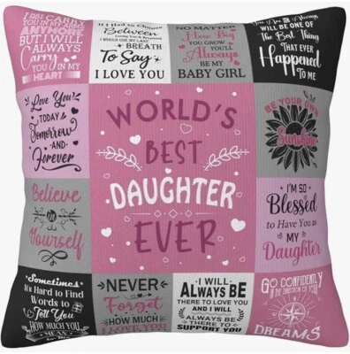 Worlds Best Daughter Ever Cushion Cover Birthday Christmas Gift Present Decor  - Image 1 of 3