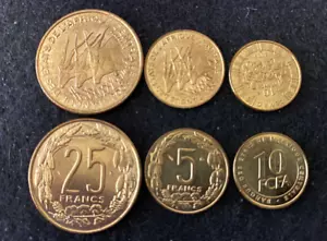 Zentralafrikanische St. 3 Münzen Set 5, 10, 25 Franken UNC Weltmünzen - Bild 1 von 1