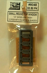 NEW HO Tichy #8048 Small Round Top Window 14 x 30 12 Pieces - Picture 1 of 1