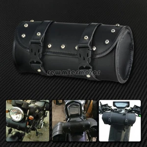 Motorcycle Handlebar Sissy Bar Bag Saddlebag Fork Roll Barrel Bag Fit For Harley - Picture 1 of 10