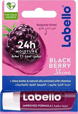 Labello Blackberry Shine Lip Balm, 24H Melt-In Moisture 4.8g Free Shipping - Image 1 of 4