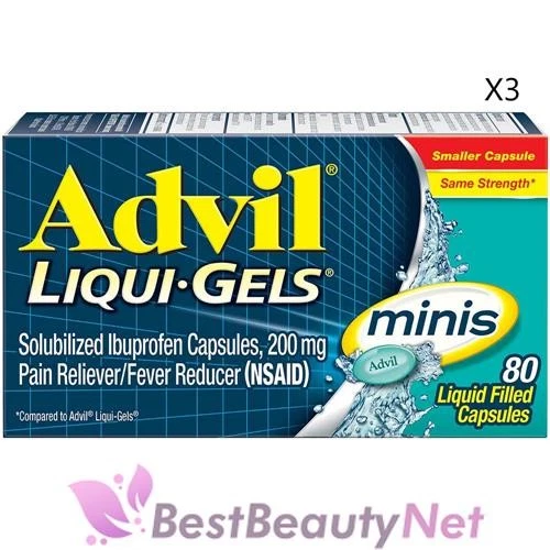 Advil Liqui Gels Minis Analgésico 80 Cápsulas Llenas de Líquido 3 Paquetes Foto 1 de 1