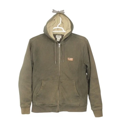 LL Bean Para Hombre Katahdin Iron Works Sudadera con Capucha Forrada de Vellón Verde Mediana Foto 1 de 4