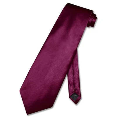 Covona NeckTie Solid EGGPLANT PURPLE Color Mens Neck Tie - Image 1 of 2