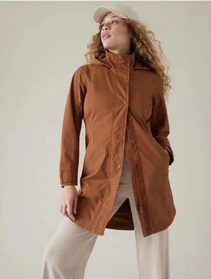 ATHLETA RainOut Sutro Long Trench-Sequoia Brown (Burnt Orange)-Size XL-NWOT - Image 1 of 4