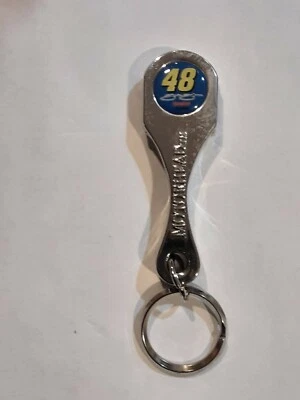 NASCAR JIMMIE JOHNSON #48 CHROME MOTORHEAD BOTTLE OPENER METAL KEYCHAIN  - Image 1 of 4
