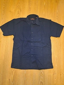VINTAGE LINEN Oleg Cassini Shirt Mens Medium Black Button Down - Picture 1 of 5