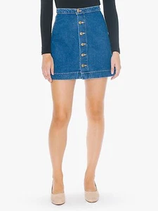 American Apparel Denim Button Front A-Line Mini Skirt Dark Wash Medium rasdm320J - Picture 1 of 5