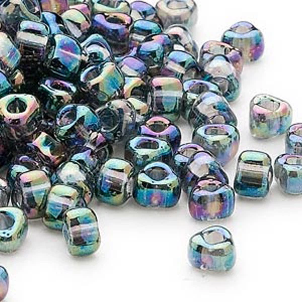 100 cuentas de semillas triangulares de vidrio Miyuki 5/0 colores de iris transparentes 4 x 3 mm Foto 1 de 1