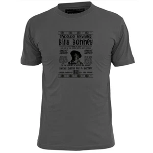 Mens Billy The Kid Wanted Dead Or Alive Reward Poster (v3) T Shirt Bandit Outlaw - Picture 1 of 2
