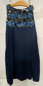 200012 Girl's 10 CREWCUTS Blue Sequined Sleeveless A Line Knit Dress EUC - Picture 1 of 3