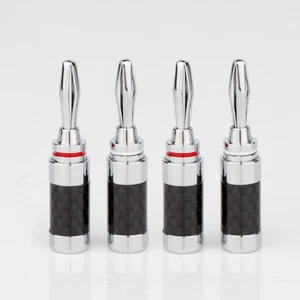4Pcs Banana Plug Hifi Speaker Carbon Fiber Rhodium Plated Banana Connector - Picture 1 of 8