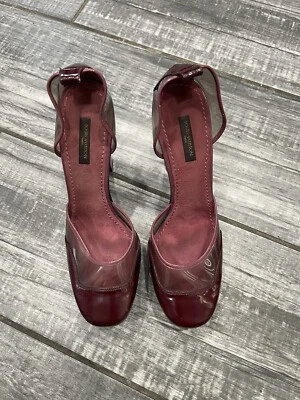 Zapatos de salón de plataforma LOUIS VUITTON borgoña talla 39 vinilo transparente y charol Foto 1 de 4