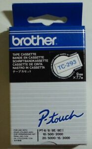  Brother TC-293 P-Touch Tape blue on white 9mmx7,7m  PT 6 8 8E10 500 2000 3000