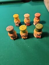 Vintage Spice Jars In Wooden Rack (6) Ceramic Smiling Chef Figurine 50s Kitchen