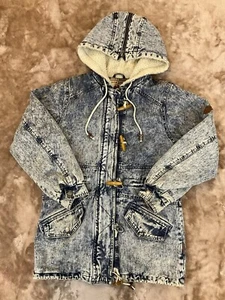 Bellfield Hooded Denim Jacket Womens 8 (XS) Toggle Zip Jacket Adjustable Waist - Picture 1 of 14