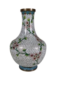 Antique 1906 Chinese Bronze Cloisonné Art Vase w/ Hand Painted Enamel - Picture 1 of 11