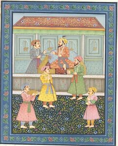 Painting The Royal Mughal Empire Emperor Art Miniature Silk Painting Home Decor