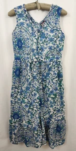 Johnny Was Willow Blue Ruffle Tank Dress Women's Small Cotton With Slip - Picture 1 of 9