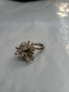 Vintage Brutalist Silver Anemone RIng Size Unknown - Picture 1 of 5