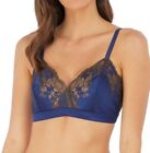 Wacoal Lace Affair Bralette Bra 40A 40B Blue Chocolate Lace Non Wired 852256