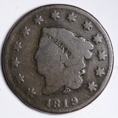 1819 Coronet Head Large Cent CHOICE E266 KCH Cover