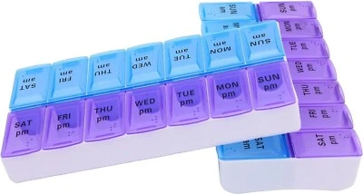 2x Pill Medicine Organizer Weekly Daily AM PM Large Box Case Storage for Vitamin - Image 1 of 4